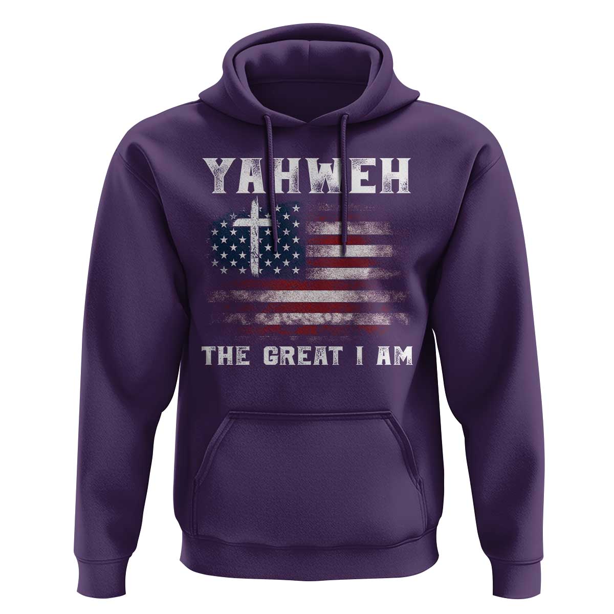 Yahweh The Great I Am Christian Faith Hoodie Vintage American Flag - Wonder Print Shop