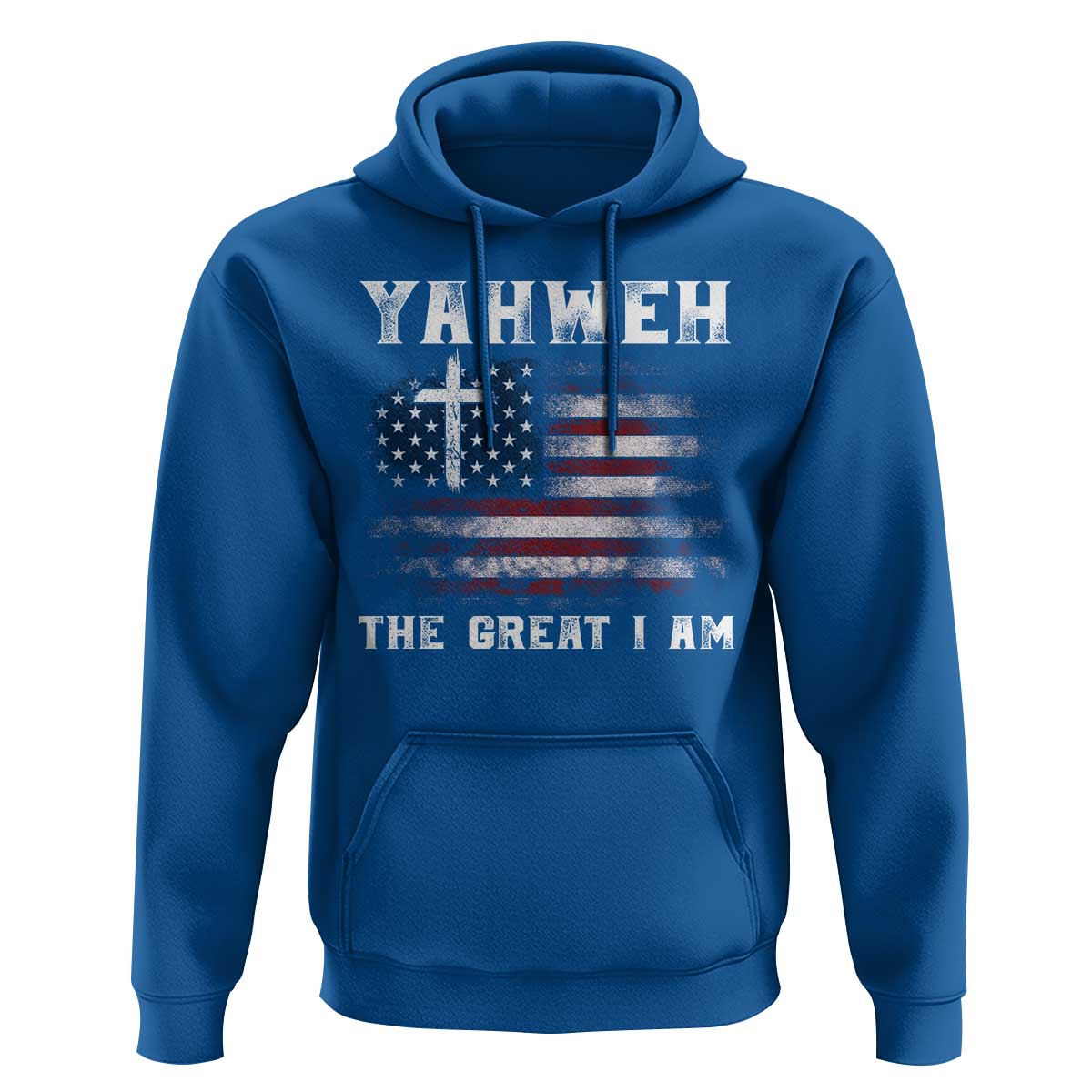 Yahweh The Great I Am Christian Faith Hoodie Vintage American Flag - Wonder Print Shop