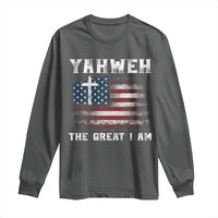 Yahweh The Great I Am Christian Faith Long Sleeve Shirt Vintage American Flag - Wonder Print Shop