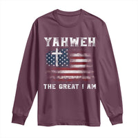 Yahweh The Great I Am Christian Faith Long Sleeve Shirt Vintage American Flag - Wonder Print Shop