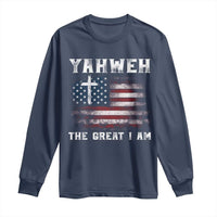 Yahweh The Great I Am Christian Faith Long Sleeve Shirt Vintage American Flag - Wonder Print Shop