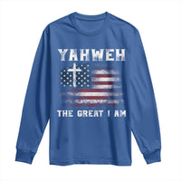Yahweh The Great I Am Christian Faith Long Sleeve Shirt Vintage American Flag - Wonder Print Shop