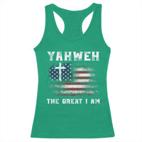 Yahweh The Great I Am Christian Faith Racerback Tank Top Vintage American Flag - Wonder Print Shop