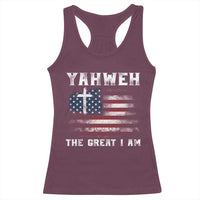 Yahweh The Great I Am Christian Faith Racerback Tank Top Vintage American Flag - Wonder Print Shop