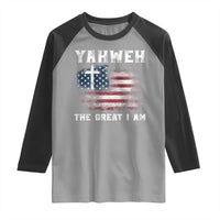 Yahweh The Great I Am Christian Faith Raglan Shirt Vintage American Flag - Wonder Print Shop
