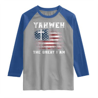 Yahweh The Great I Am Christian Faith Raglan Shirt Vintage American Flag - Wonder Print Shop