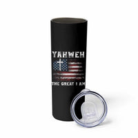 Yahweh The Great I Am Christian Faith Skinny Tumbler Vintage American Flag - Wonder Print Shop