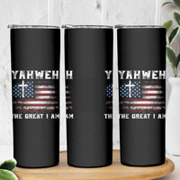 Yahweh The Great I Am Christian Faith Skinny Tumbler Vintage American Flag - Wonder Print Shop