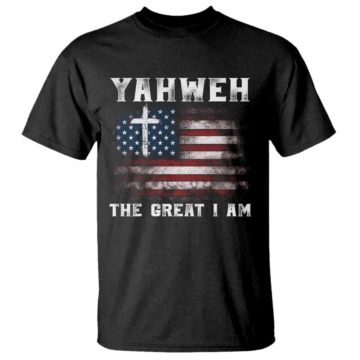 Yahweh The Great I Am Christian Faith T Shirt Vintage American Flag - Wonder Print Shop