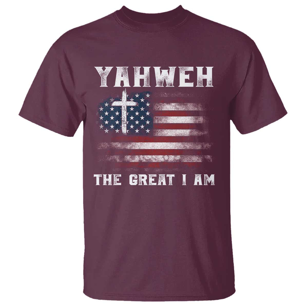 Yahweh The Great I Am Christian Faith T Shirt Vintage American Flag - Wonder Print Shop