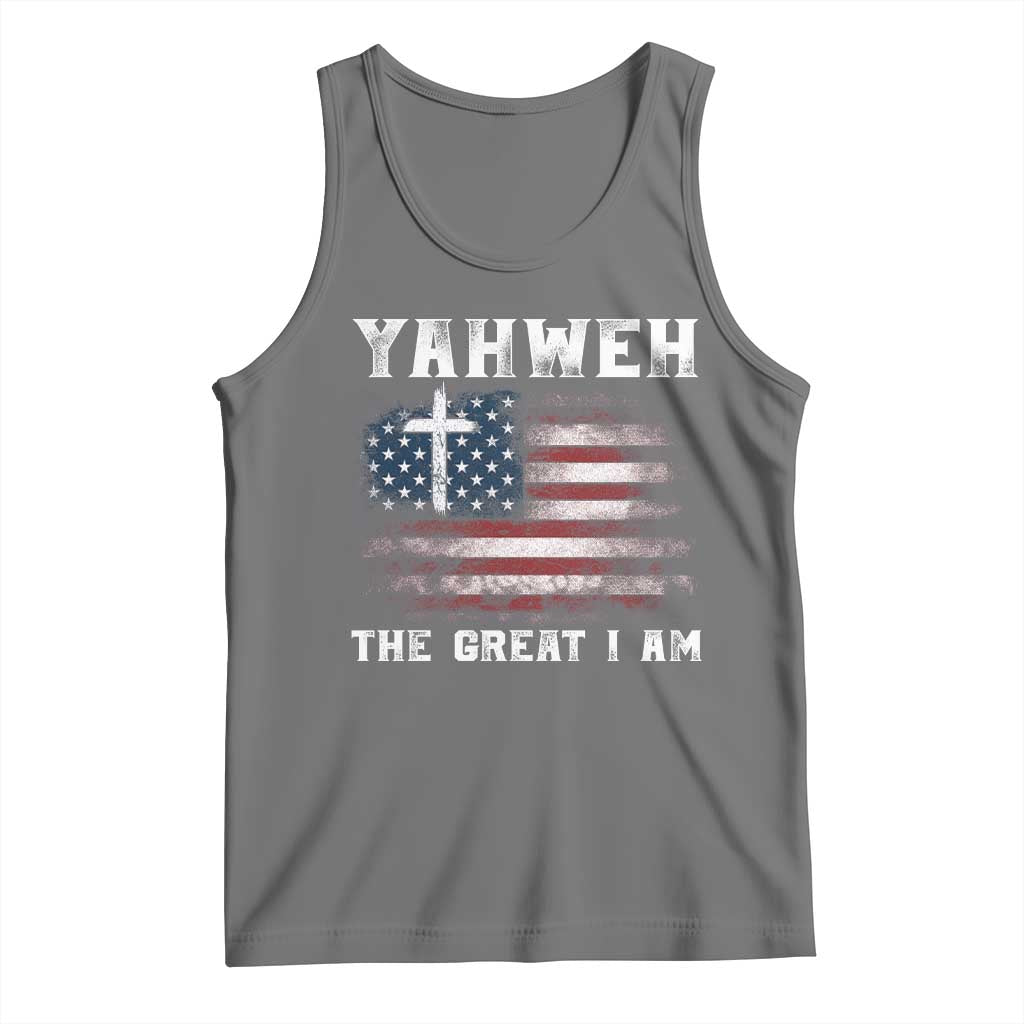 Yahweh The Great I Am Christian Faith Tank Top Vintage American Flag - Wonder Print Shop