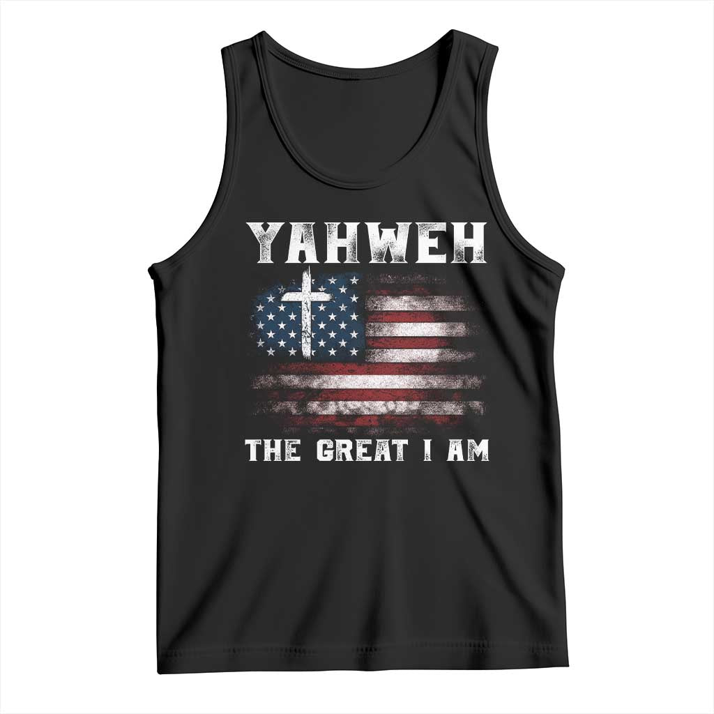 Yahweh The Great I Am Christian Faith Tank Top Vintage American Flag - Wonder Print Shop