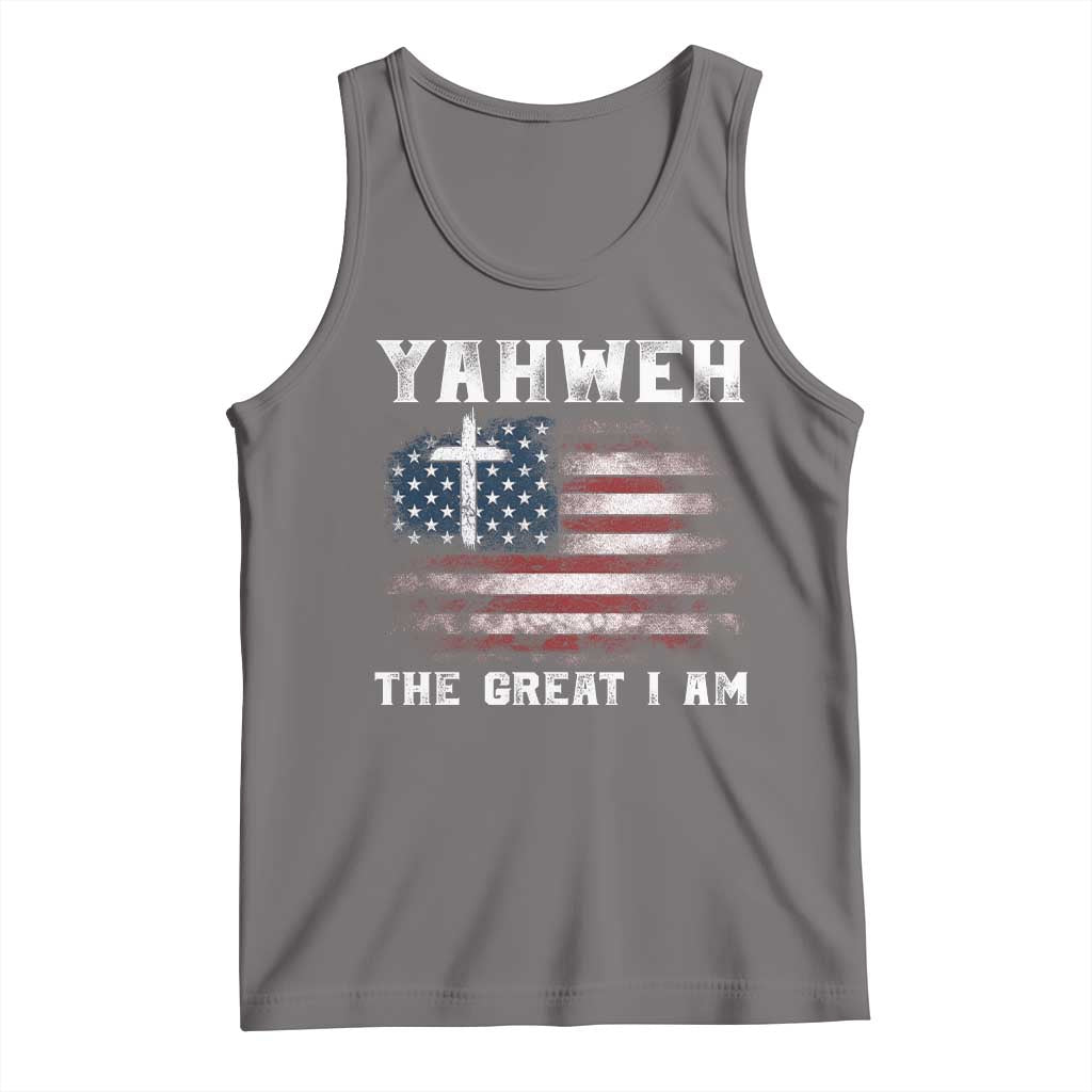 Yahweh The Great I Am Christian Faith Tank Top Vintage American Flag - Wonder Print Shop