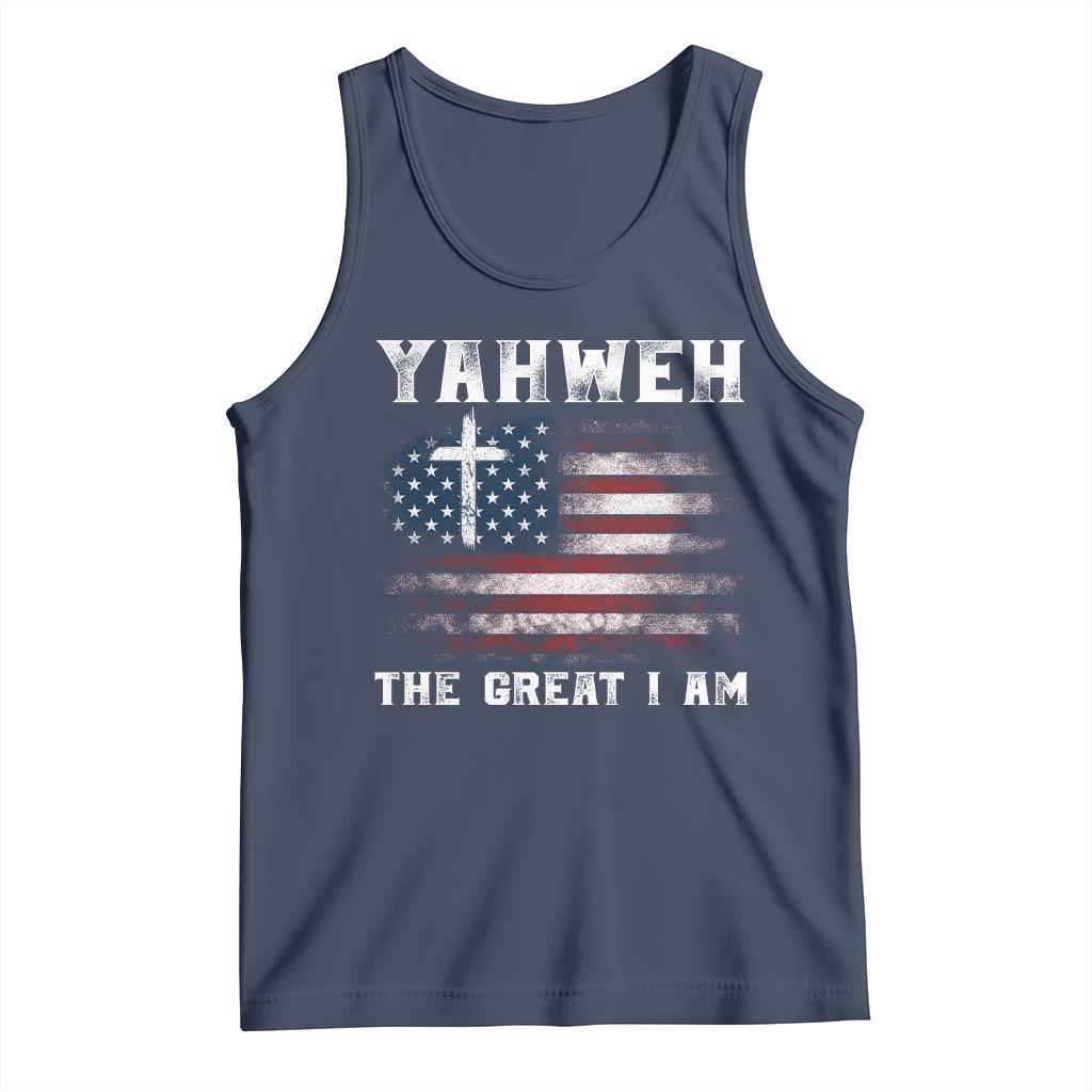 Yahweh The Great I Am Christian Faith Tank Top Vintage American Flag - Wonder Print Shop