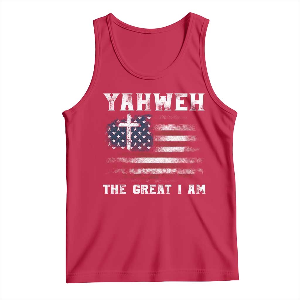 Yahweh The Great I Am Christian Faith Tank Top Vintage American Flag - Wonder Print Shop