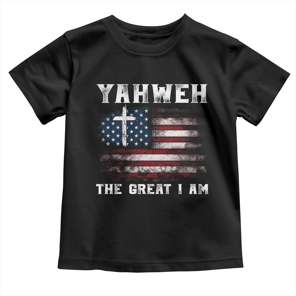 Yahweh The Great I Am Christian Faith Toddler T Shirt Vintage American Flag - Wonder Print Shop