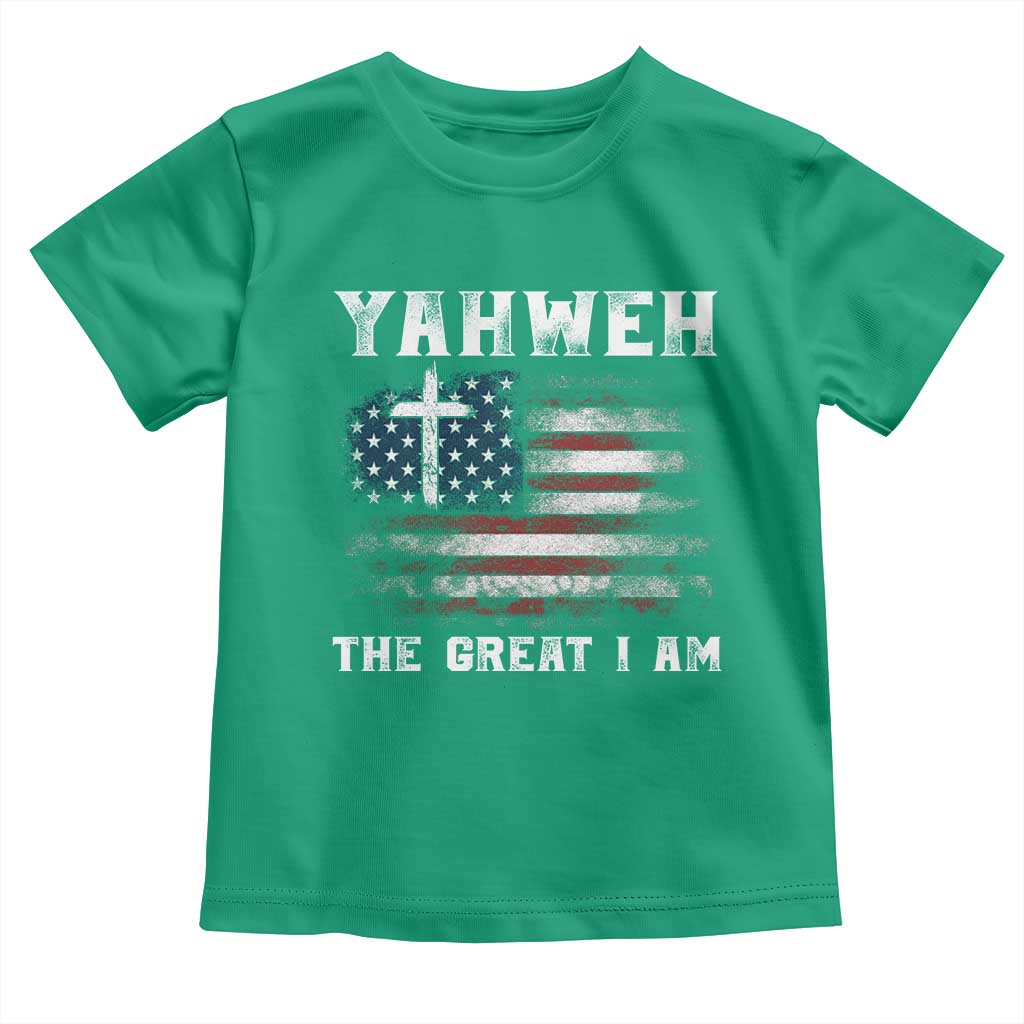 Yahweh The Great I Am Christian Faith Toddler T Shirt Vintage American Flag - Wonder Print Shop