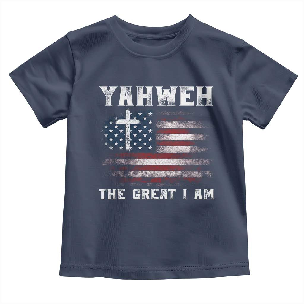 Yahweh The Great I Am Christian Faith Toddler T Shirt Vintage American Flag - Wonder Print Shop