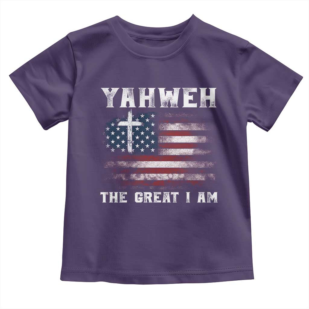 Yahweh The Great I Am Christian Faith Toddler T Shirt Vintage American Flag - Wonder Print Shop