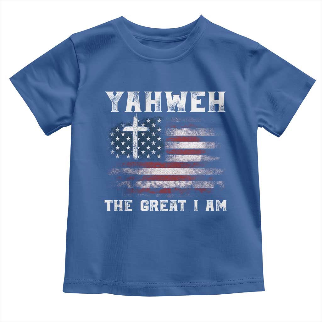 Yahweh The Great I Am Christian Faith Toddler T Shirt Vintage American Flag - Wonder Print Shop