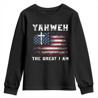 Yahweh The Great I Am Christian Faith Youth Sweatshirt Vintage American Flag - Wonder Print Shop