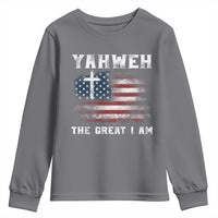 Yahweh The Great I Am Christian Faith Youth Sweatshirt Vintage American Flag - Wonder Print Shop
