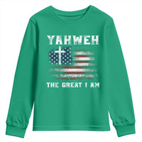 Yahweh The Great I Am Christian Faith Youth Sweatshirt Vintage American Flag - Wonder Print Shop