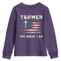 Yahweh The Great I Am Christian Faith Youth Sweatshirt Vintage American Flag - Wonder Print Shop