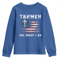 Yahweh The Great I Am Christian Faith Youth Sweatshirt Vintage American Flag - Wonder Print Shop