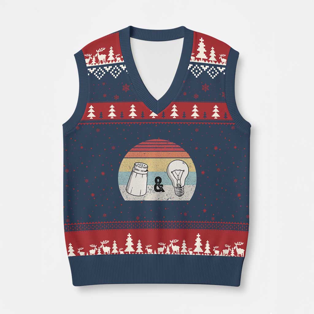 Retro Salt And Light Be Ye Salt Christian V-Neck Knit Sweater Vest - Wonder Print Shop