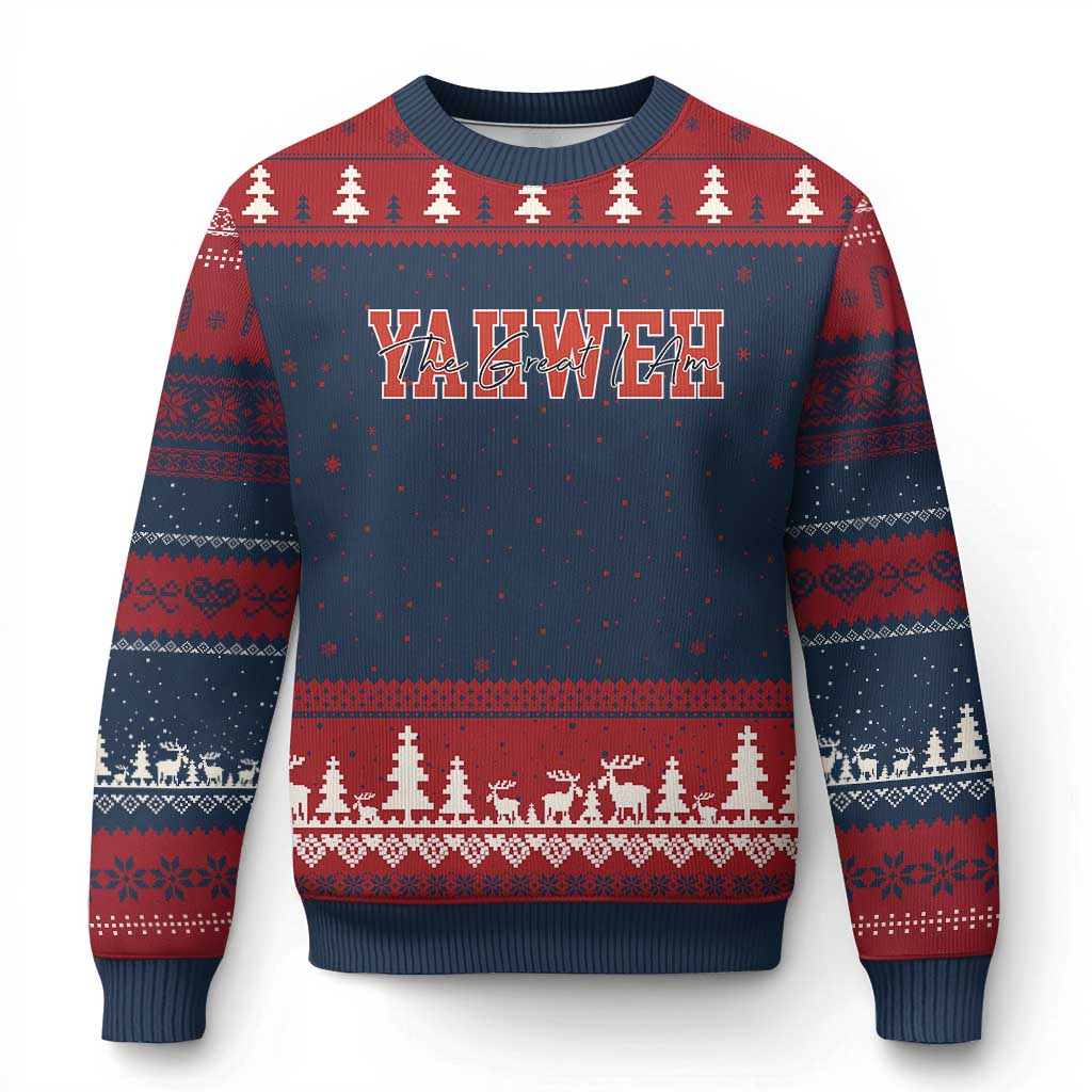 Yahweh The Great I Am Ugly Christmas Sweater Christian Religious Faith - Wonder Print Shop