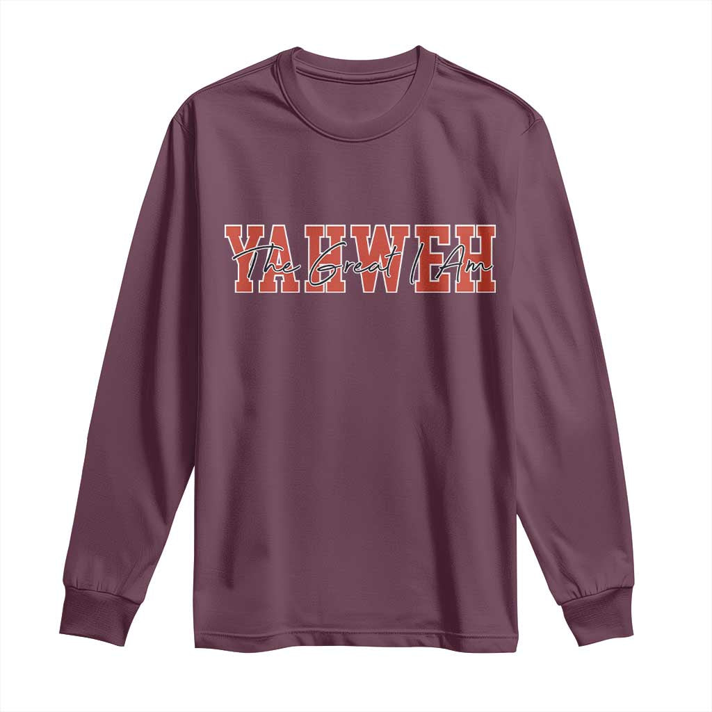 Yahweh The Great I Am Long Sleeve Shirt Christian Religious Faith - Wonder Print Shop