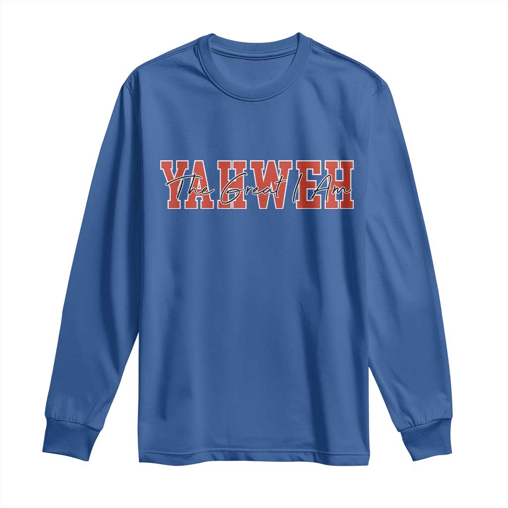 Yahweh The Great I Am Long Sleeve Shirt Christian Religious Faith - Wonder Print Shop