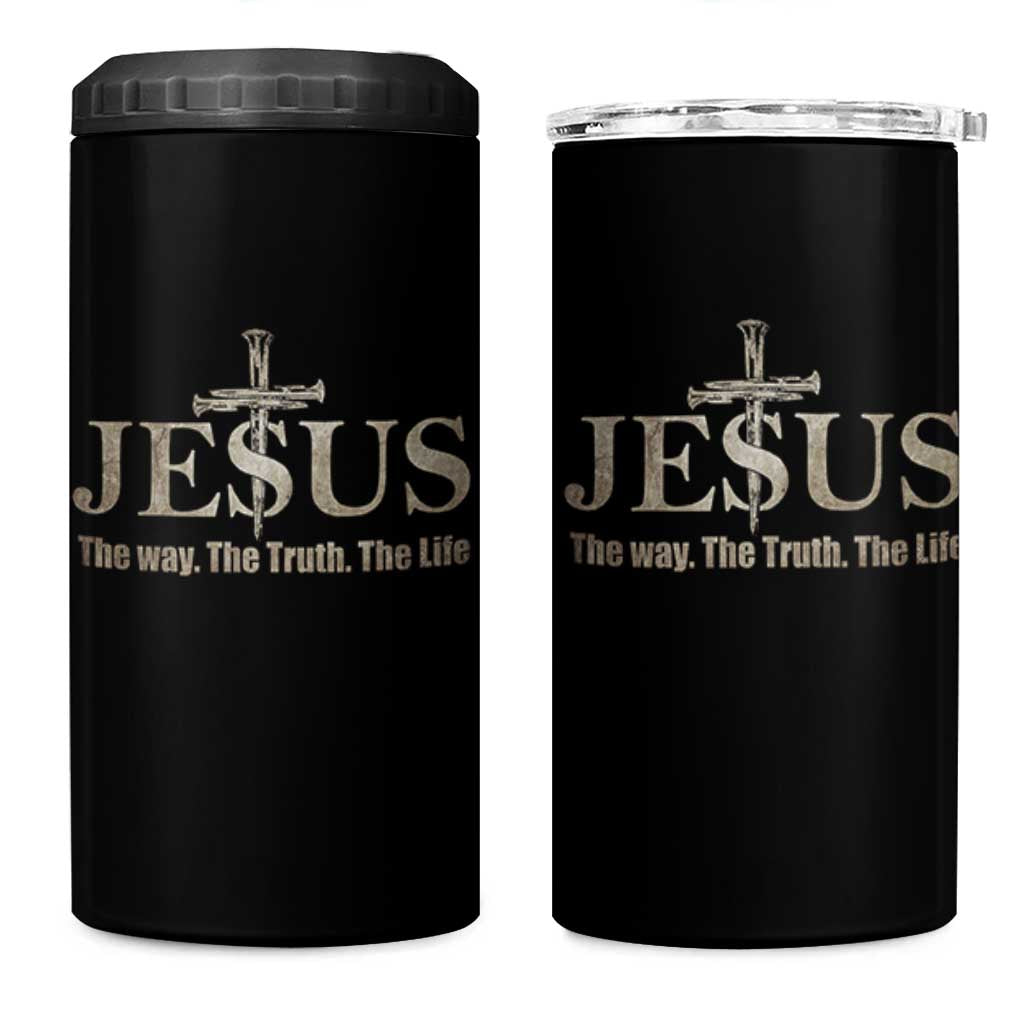 Jesus The Way The Truth The Life 4 in 1 Can Cooler Tumbler Christian Cross Nails - Wonder Print Shop