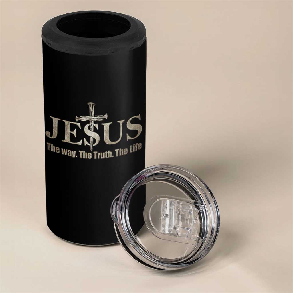 Jesus The Way The Truth The Life 4 in 1 Can Cooler Tumbler Christian Cross Nails - Wonder Print Shop