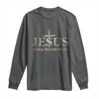 Jesus The Way The Truth The Life Long Sleeve Shirt Christian Cross Nails - Wonder Print Shop