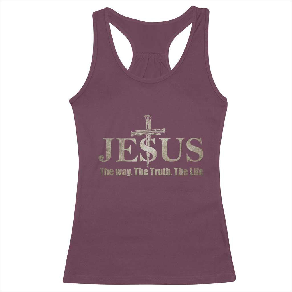 Jesus The Way The Truth The Life Racerback Tank Top Christian Cross Nails - Wonder Print Shop