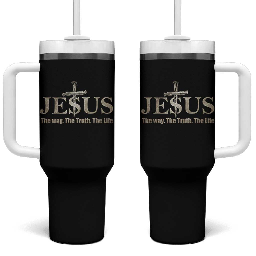 Jesus The Way The Truth The Life Tumbler With Handle Christian Cross Nails - Wonder Print Shop