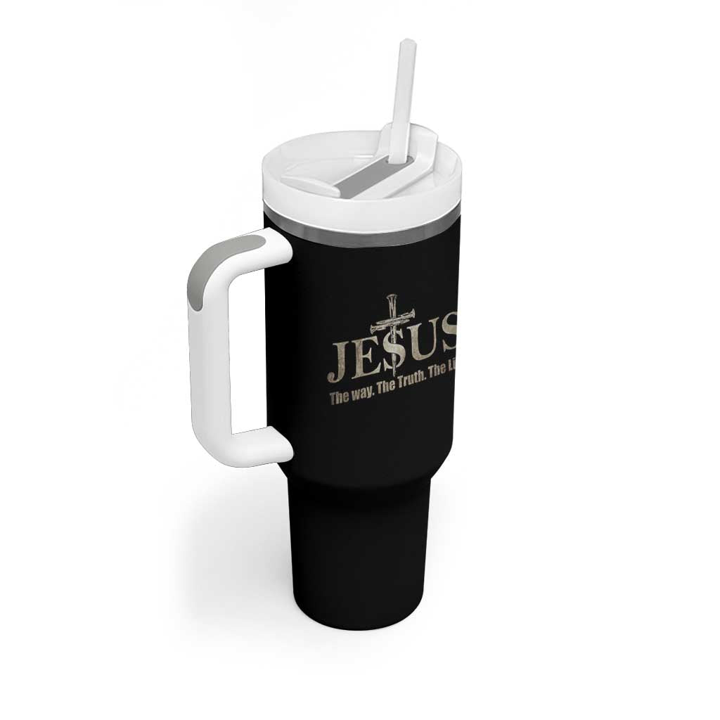 Jesus The Way The Truth The Life Tumbler With Handle Christian Cross Nails - Wonder Print Shop