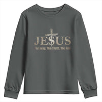 Jesus The Way The Truth The Life Youth Sweatshirt Christian Cross Nails - Wonder Print Shop