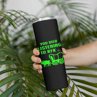 Funny You Died Listening To RFK Jr Skinny Tumbler Oregon Trail Cow Wagon - Wonder Print Shop