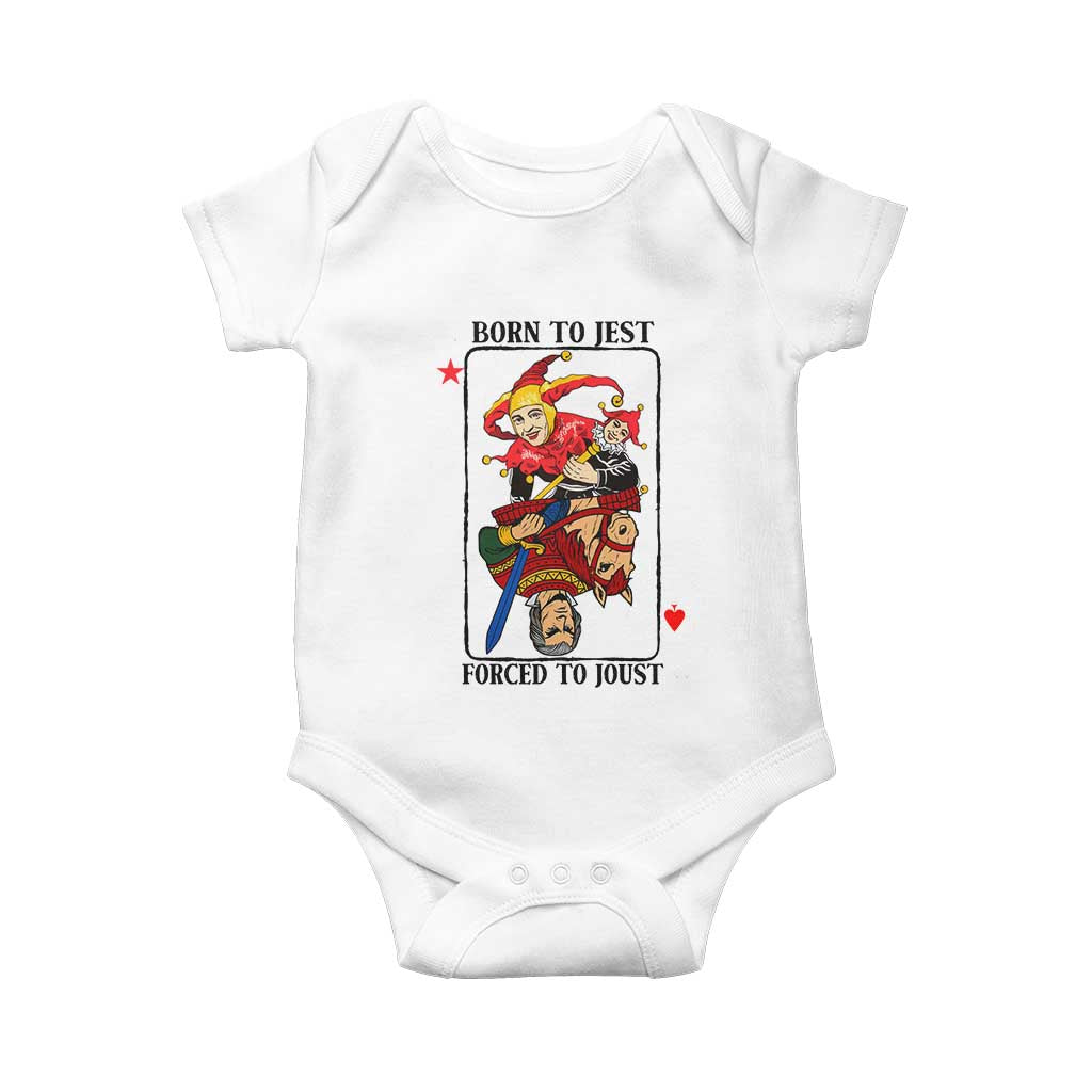 Funny Born To Jest Forced To Joust Baby Onesie Medieval Renaissance Meme - Wonder Print Shop