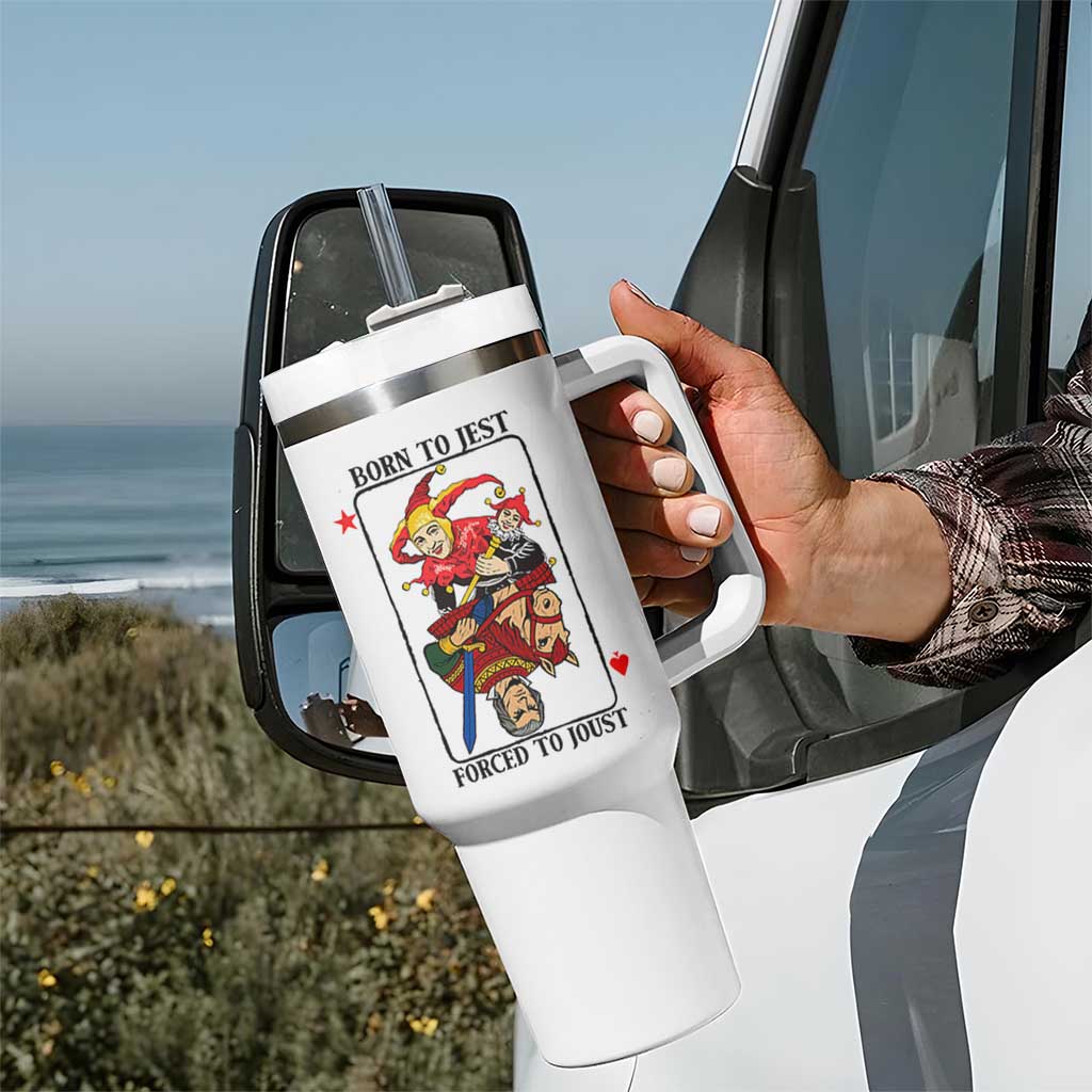 Funny Born To Jest Forced To Joust Tumbler With Handle Medieval Renaissance Meme - Wonder Print Shop