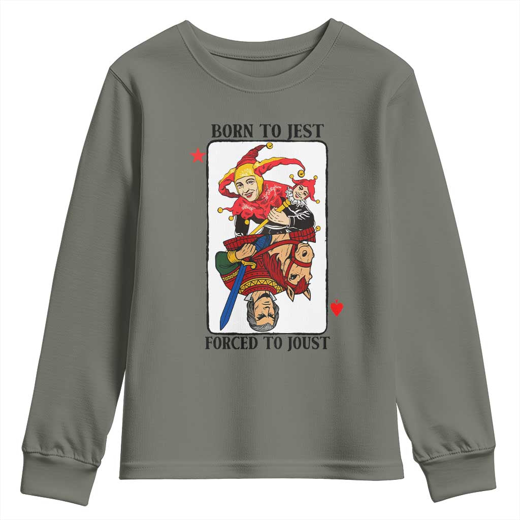 Funny Born To Jest Forced To Joust Youth Sweatshirt Medieval Renaissance Meme - Wonder Print Shop