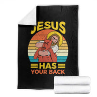Funny Jesus Has Your Back Throw Blanket Jiu Jitsu Retro Christian - Wonder Print Shop