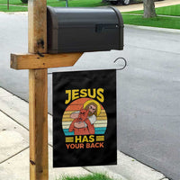 Funny Jesus Has Your Back Garden Flag Jiu Jitsu Retro Christian - Wonder Print Shop