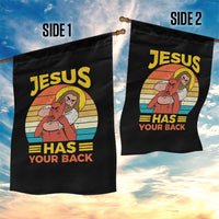 Funny Jesus Has Your Back Garden Flag Jiu Jitsu Retro Christian - Wonder Print Shop