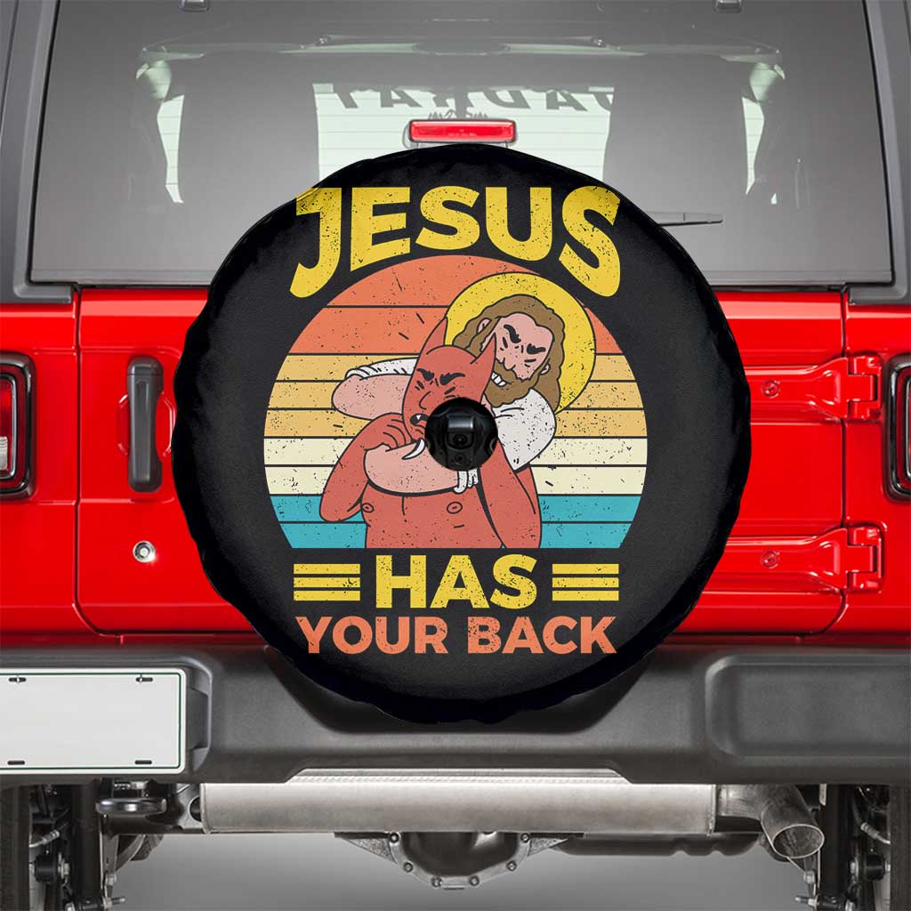 Funny Jesus Has Your Back Spare Tire Cover Jiu Jitsu Retro Christian - Wonder Print Shop