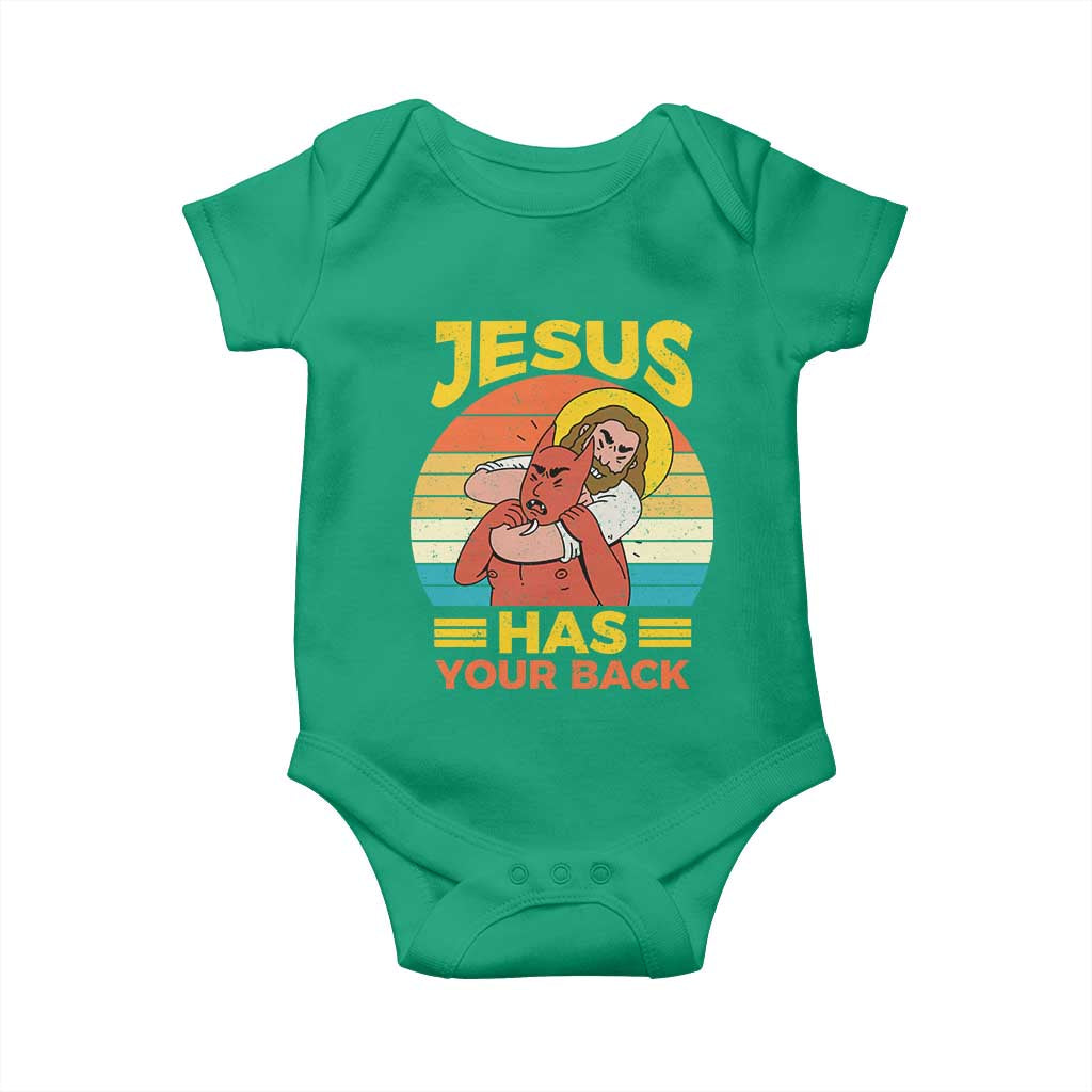 Funny Jesus Has Your Back Baby Onesie Jiu Jitsu Retro Christian - Wonder Print Shop