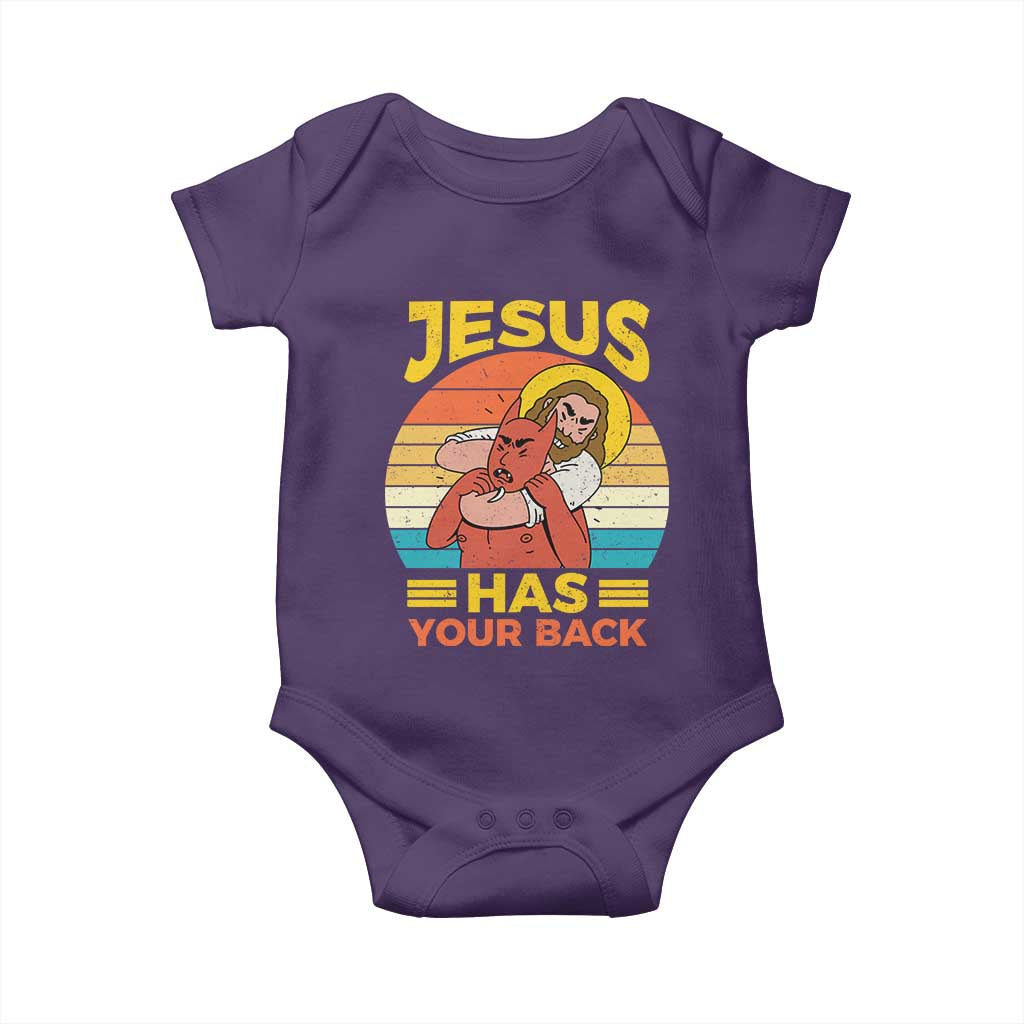 Funny Jesus Has Your Back Baby Onesie Jiu Jitsu Retro Christian - Wonder Print Shop